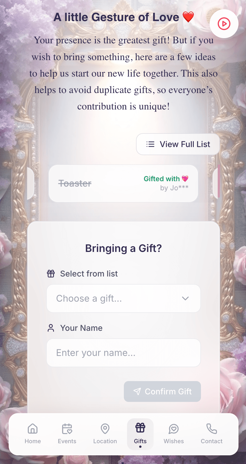 Gift Wishlist Feature Preview